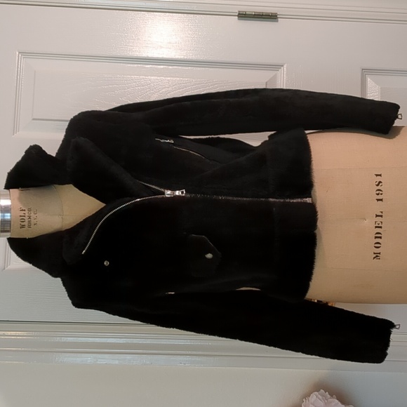 Sandro Paris Shearling Moto Jacket Sz. 0 - Picture 1 of 9
